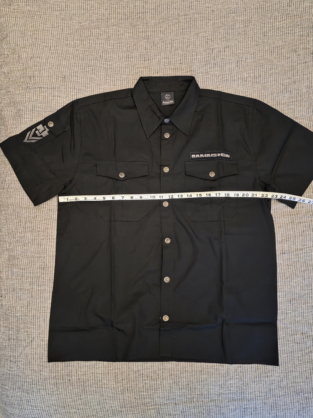 New Rammstein Black Short-Sleeve Button-Down Shirt Large L - Picture 5 of 7